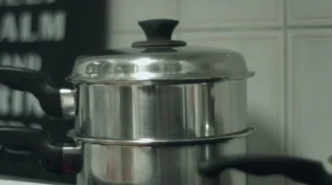 Boiling Pot On Stovetop Stock Footage 52092421