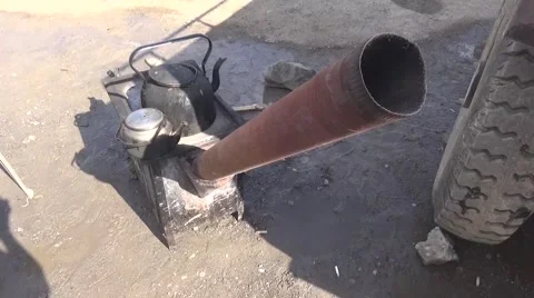 Boiling pot with tea, Army front, Syria Stock Footage 68788922