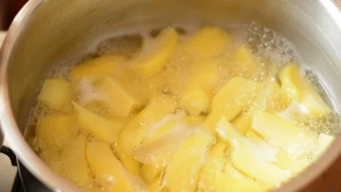 Boiling potatoes, close up. Stock Footage 73140584