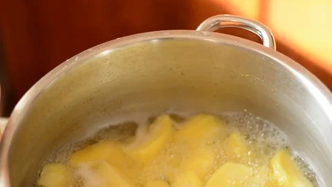 Boiling potatoes, close up. Stock Footage 73141132