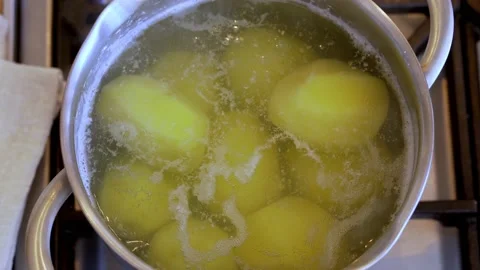 Boiling potatoes in cooking pot Stock Footage 149080251