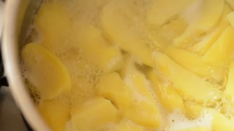 Boiling potatoes. Stock Footage 73140743