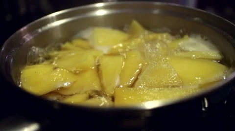 Boiling Potatoes In Pot CU Stock Footage 47649547