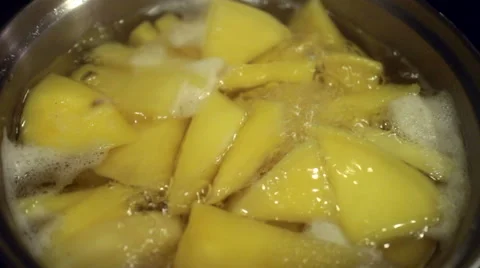 Boiling Potatoes In Pot CU Stock Footage 47649917