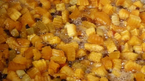 Boiling pumpkin marmalade Stock Footage 97439886