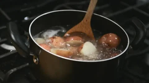 Boiling red potatoes Stock Footage 20126018