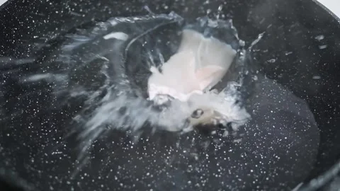 Boiling red snapper slowmotion on hot water Stock Footage 247826860