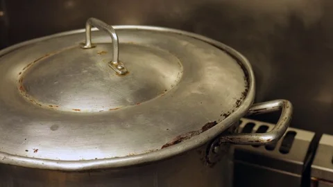 Boiling saucepan in a kitchen Stock Footage 72977152