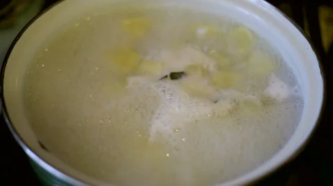 The boiling soup is cooked in a pan Stock Footage 58935159