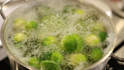 Boiling sprouts, Sprouts pot, Pot boiling Stock-Footage 276187574