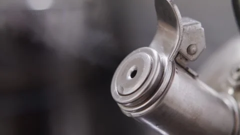 Boiling tea pot of water, metalic, macro, vapor, steam Stock Footage 274237828
