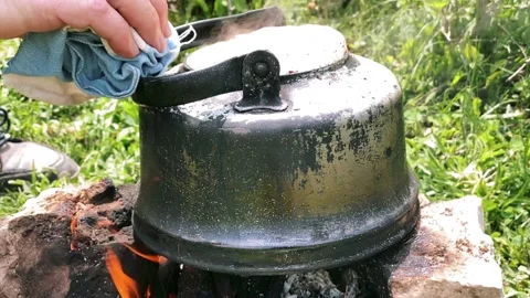 Boiling teapot Stock Footage 196105822