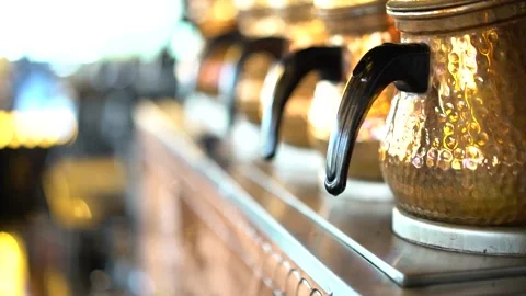 Boiling teapots in cafe Stock Footage 167588303