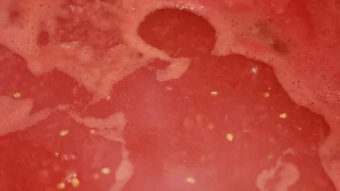 Boiling Tomato Sauce - Close-up view Stock Footage 135193442