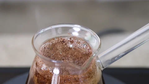 Boiling Turkish coffee, close up Stock Footage 205002278