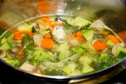 Boiling vegetables Stock Photos