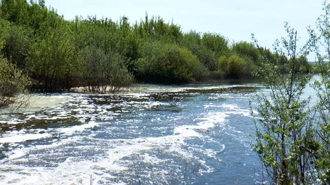 Boiling waste water with foam Stock Footage 89957183
