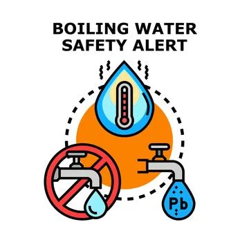 Boiling water alert for contaminated drinking safety Stock Illustration