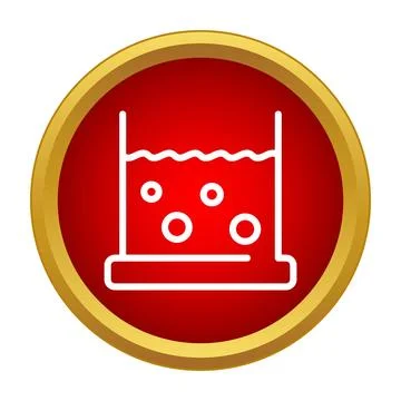 Boiling water in beaker icon on red background Illustrazione stock