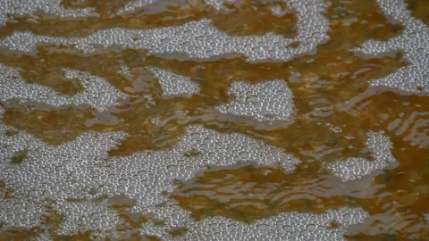 Boiling water, bubbles on the water. Vidéo 256089474