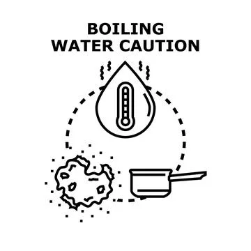 Boiling water caution concept hot liquid danger Stock Illustration