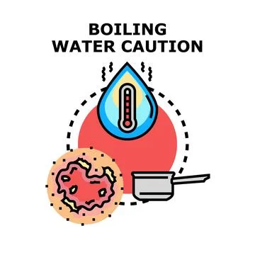 Boiling water caution concept hot liquid danger Stock Illustration