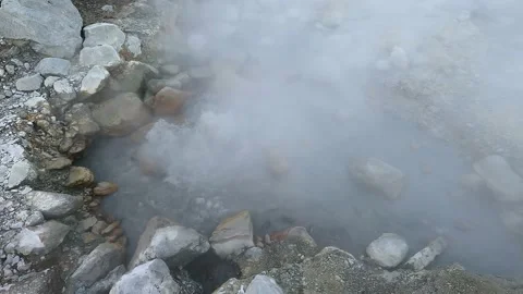 Boiling water coming out of the ground in the azores islands. Stock Footage 147457548