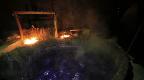 Boiling water for dyeing fabrics Stock Footage 25066705