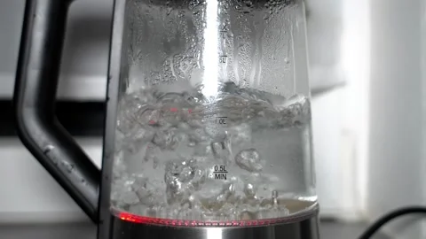 Boiling Water in Electric Kettle in Slow Motion Stock-Footage 319449645