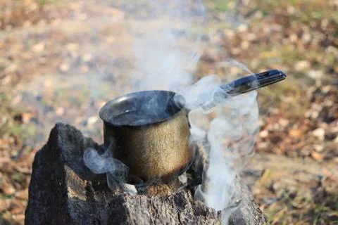 Boiling water on the fire Stock Photos