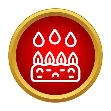 Boiling water icon with flames on a red background Stock Illustration