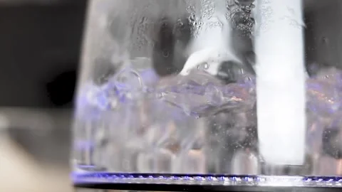 Boiling water in the kettle closeup Stock Footage 140285360