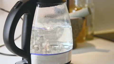 Boiling water in kettle real time 2 Stock Footage 154216484