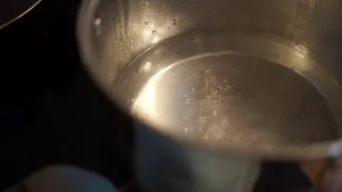 Boiling water pot cooker preparing make lunch dinner food meal soup porridge hot Stock Footage 294050574