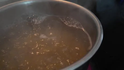 Boiling water in saucepan before cooking 스톡 동영상 342716822