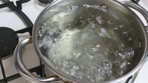 Boiling water in a saucepan Stock Footage 150406497