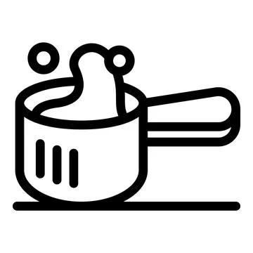 Boiling water in small pot with handle on stove top cooking surface Illustration