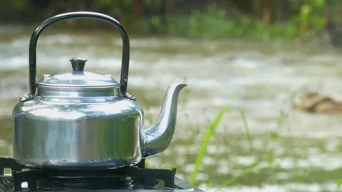 Boiling water with tea kettle Stock Footage 114791274