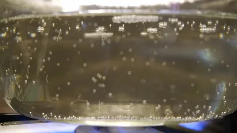 Boiling water in a transparent pan. The process of boiling water slow motion Stock Footage 317402827