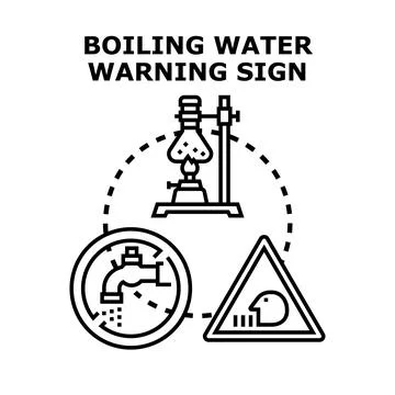 Boiling water warning sign concept flat vector Stock Illustration
