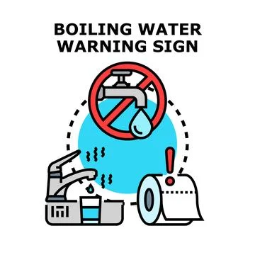 Boiling water warning for unsafe tap water supply Stock Illustration