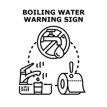 Boiling water warning for unsafe tap water supply Stock Illustration