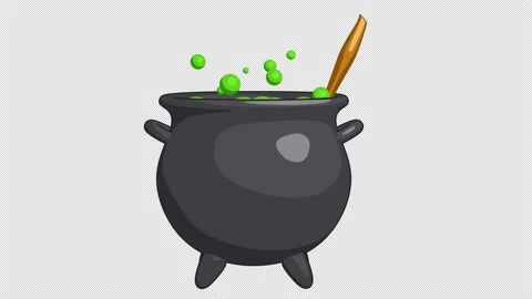Boiling Witch Pot On Transparent Background Stock Footage 239645648