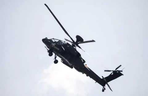 Boing AH-64 Apache flights on airport Foto stock