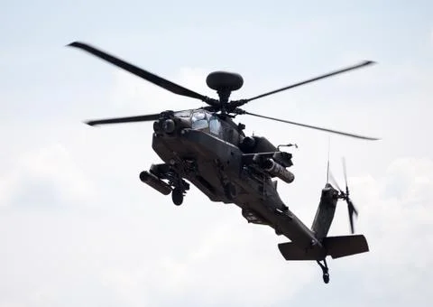 Boing AH-64 Apache flights on airport Foto stock