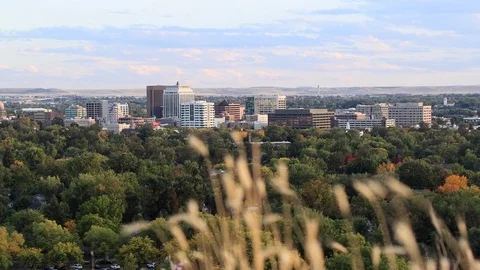 Boise Skyline From Foothills at Sunset Stock Footage