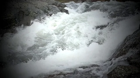A boisterous spring stream is bubbling and foaming. Footage of slow motion. Stock Footage 81727429