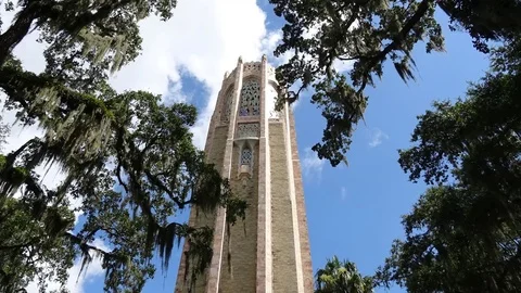Bok Tower time lapse clouding rolling over Stock Footage 79081217