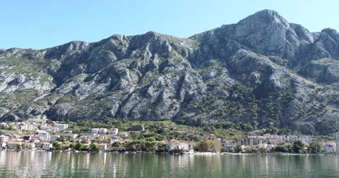 Boka Bay Shoreline in Montenegro Stock Footage