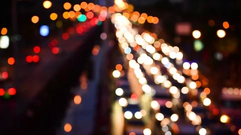 Bokeh abstract blurred background festive traffic yellow orange green red lights Video stock 122511811